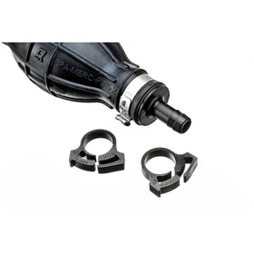 Quicksilver primer bulb next to ruler showing 5/16 inch fuel line compatibility