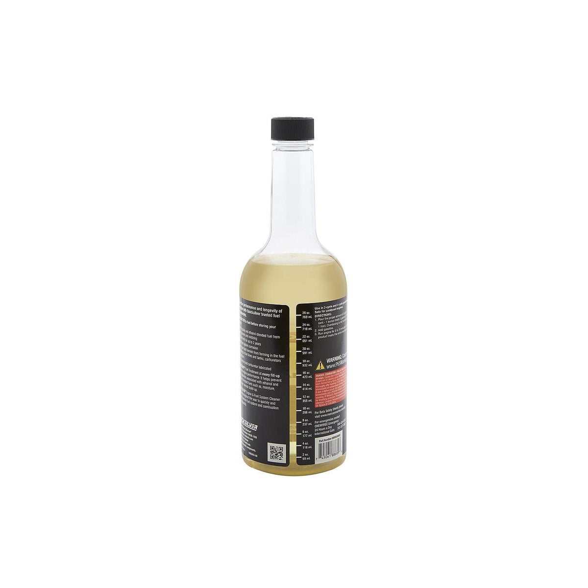 quicksilver bottle being poured with measuring cup for correct dosing