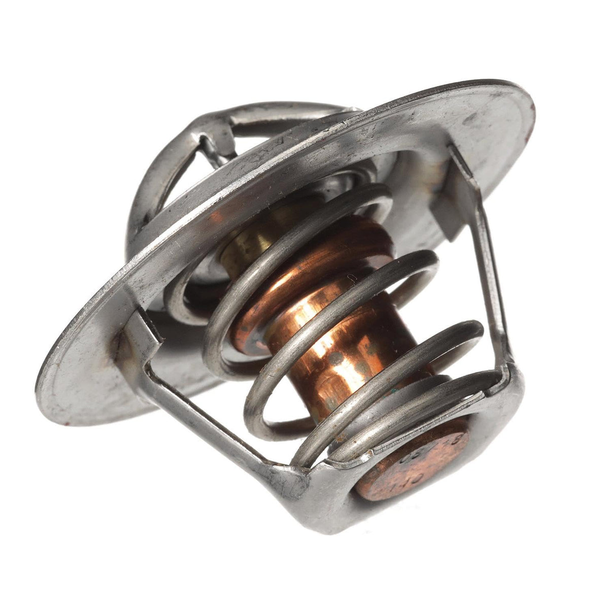 quicksilver thermostat beside coin to illustrate scale and easy handling during install