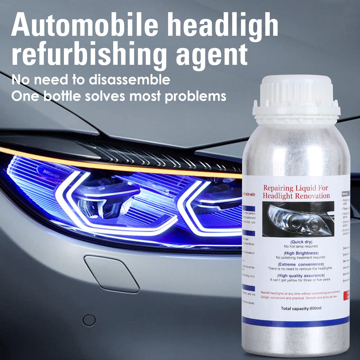 QUNNIE before and after headlight restoration with clearer lens