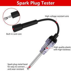QUNNIE spark plug tester connected to plug showing ignition diagnosis benefit