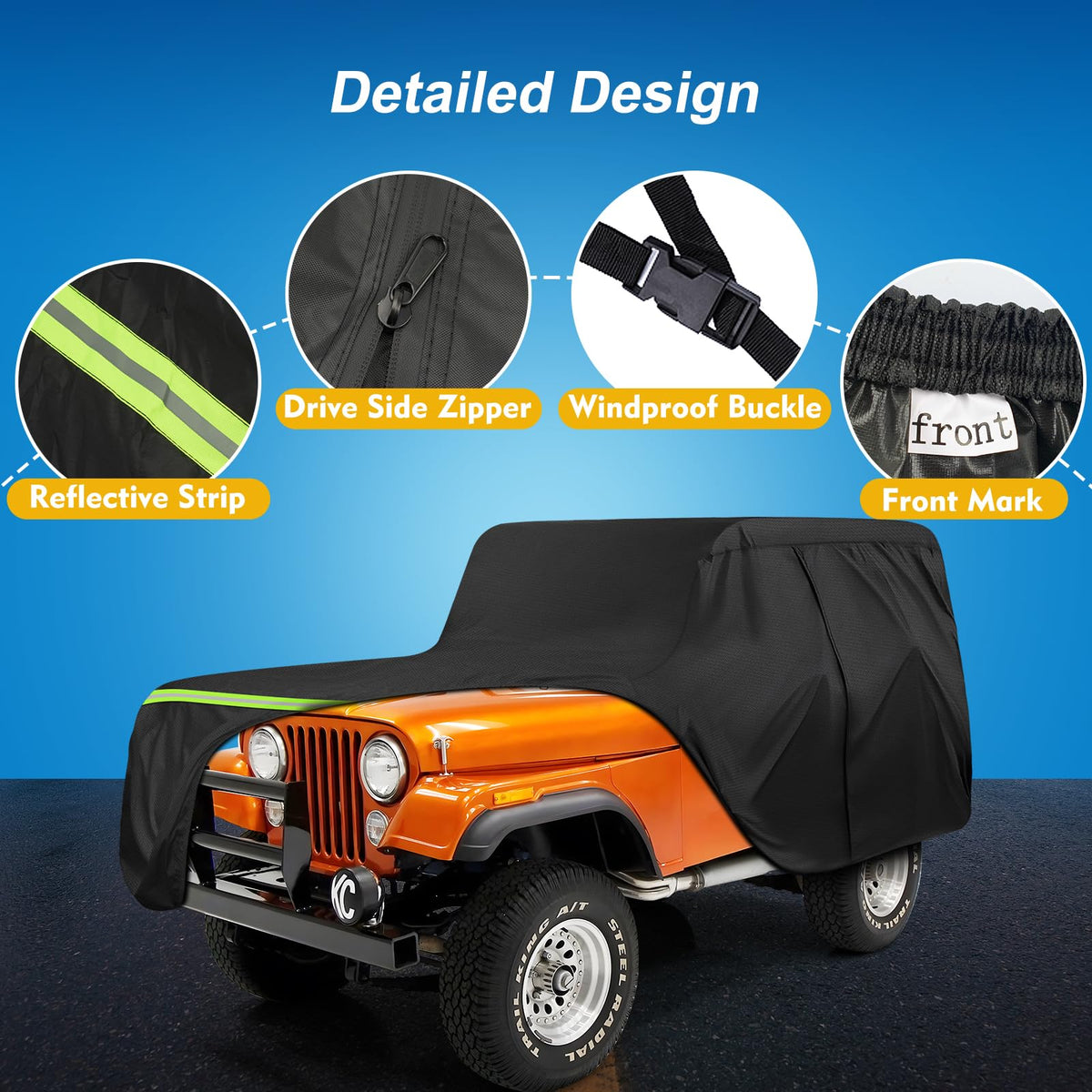 QUNSUNUS driver-side zipper detail for fast cabin access and convenience