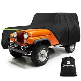 QUNSUNUS front view of CJ5 cover showing full fit and protection