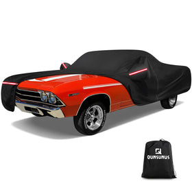 QUNSUNUS front profile on El Camino showing snug fit and protection