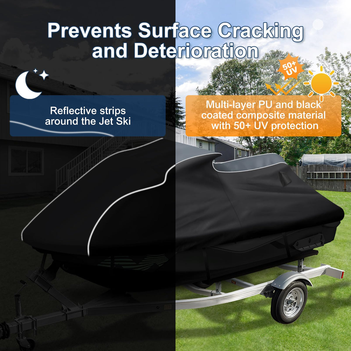 QUNSUNUS cover on trailer showing scale and tailored model fit benefit