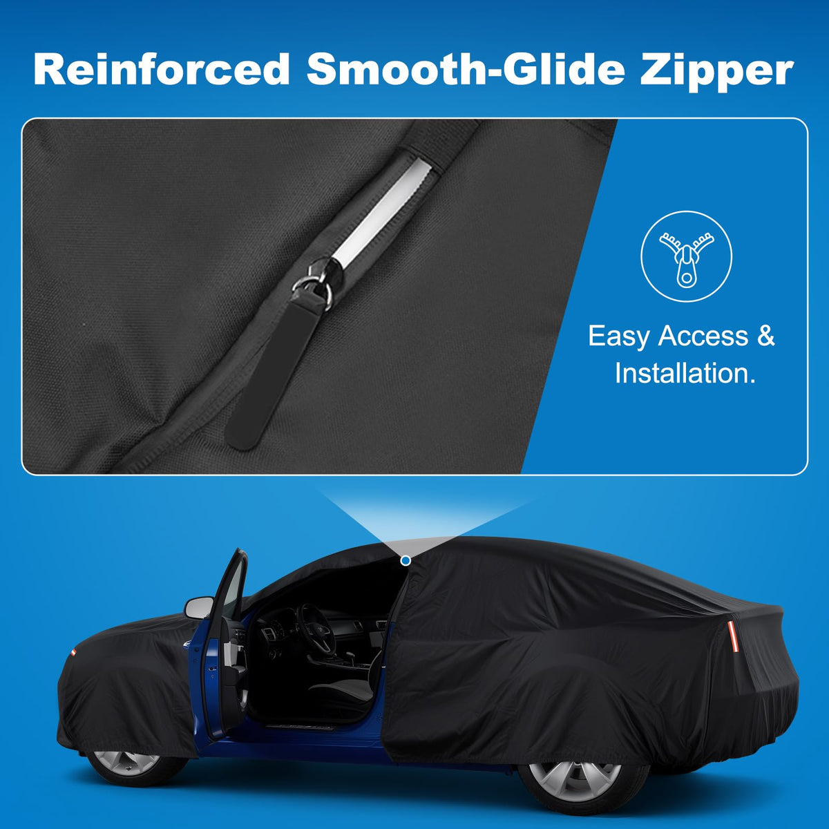 QUNSUNUS straps and buckles secured under car for windproof hold