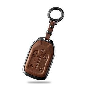 Qunzes front view of brown key fob cover showing premium look and protection