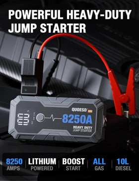 QUOESD jump clamps detail highlighting safety features and spark-proof benefit