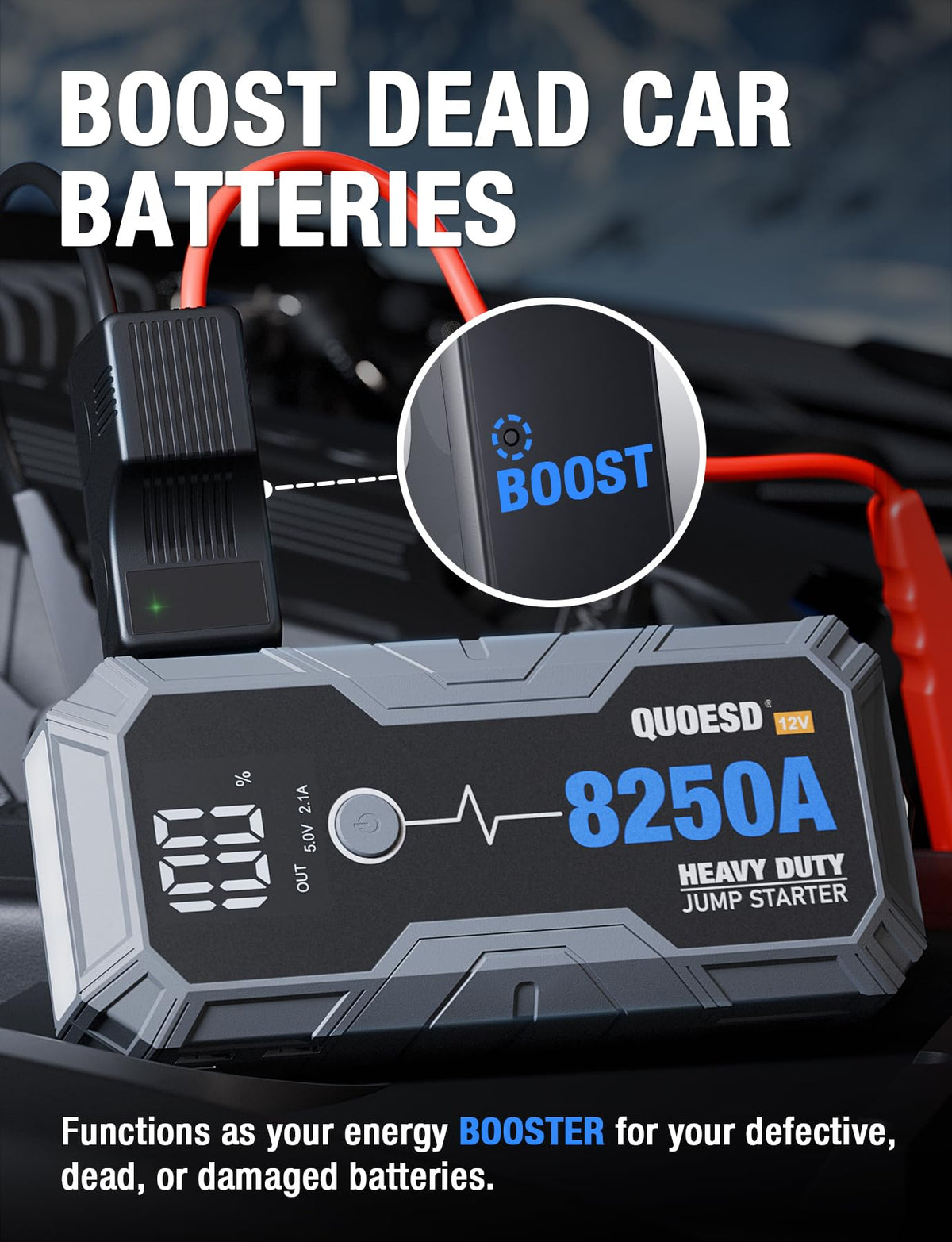 QUOESD side profile with scale showing compact portability for storage