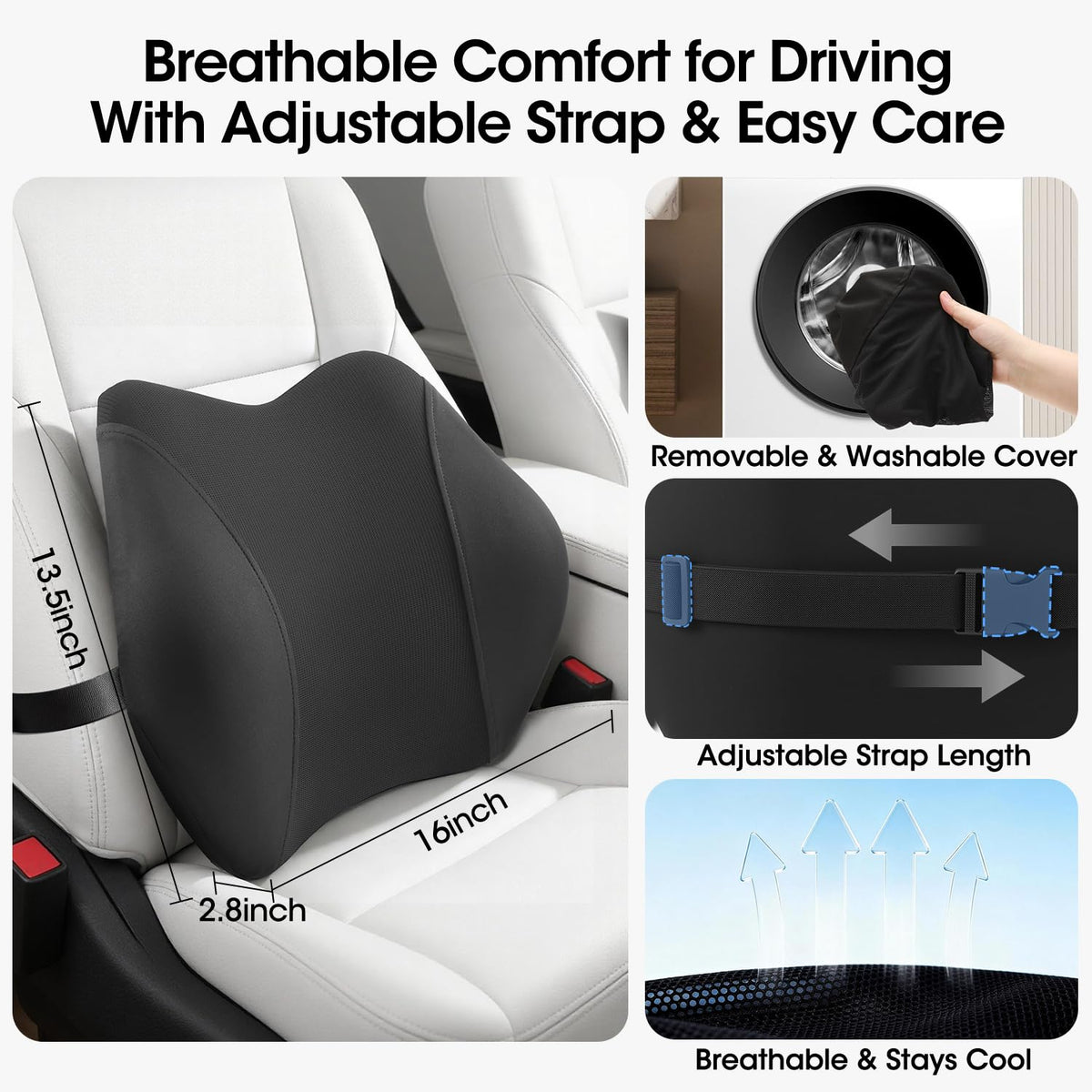 QUTOOL in a road-trip car interior showing comfort for long journeys