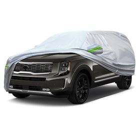 QUYDDC front view full cover protecting an SUV, shows complete outdoor protection
