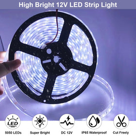 qvevdacar close-up of the LED strip coating highlighting waterproof protection and durability