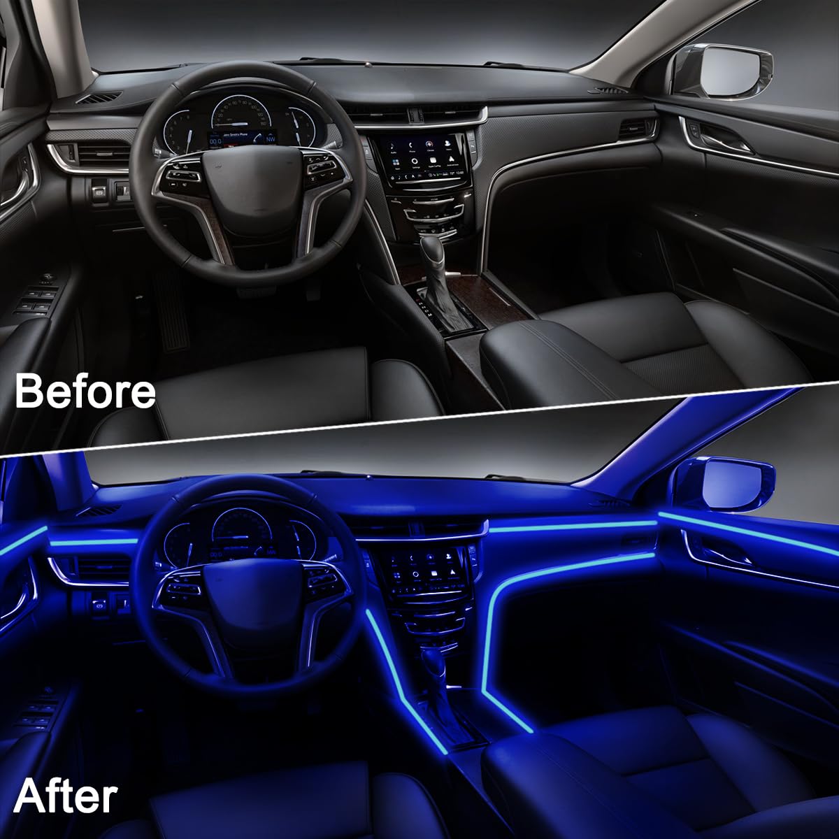 QVEVDACAR fiber-optic routed along door sill for seamless illumination