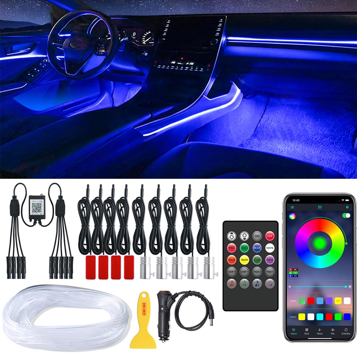 QVEVDACAR front assembly showing kit contents and easy installation benefit