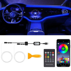 QVEVDACAR front packaging showing complete 2-in-1 RGB kit and benefits
