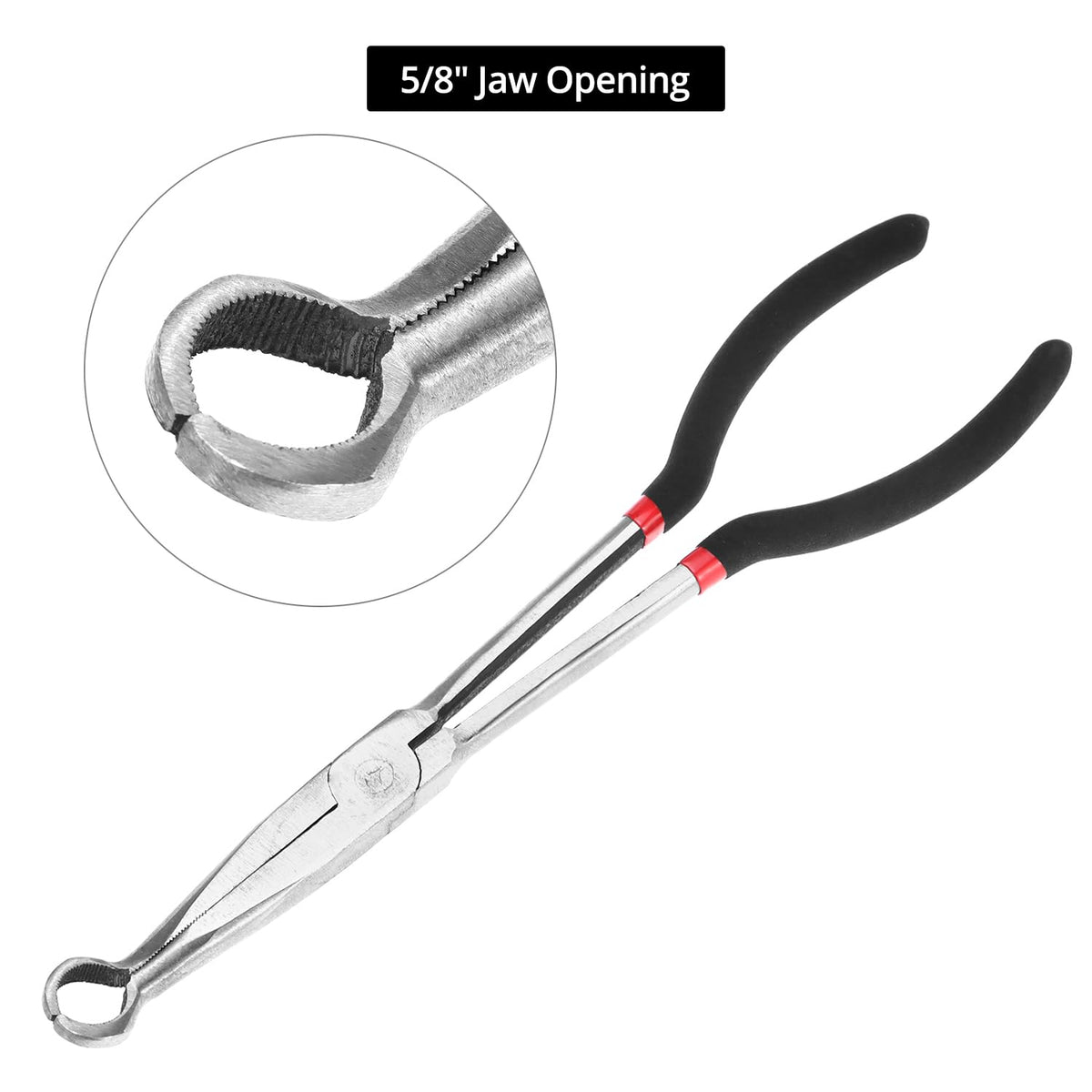 QWORK 11-inch plier in hand demonstrating reach and control benefit