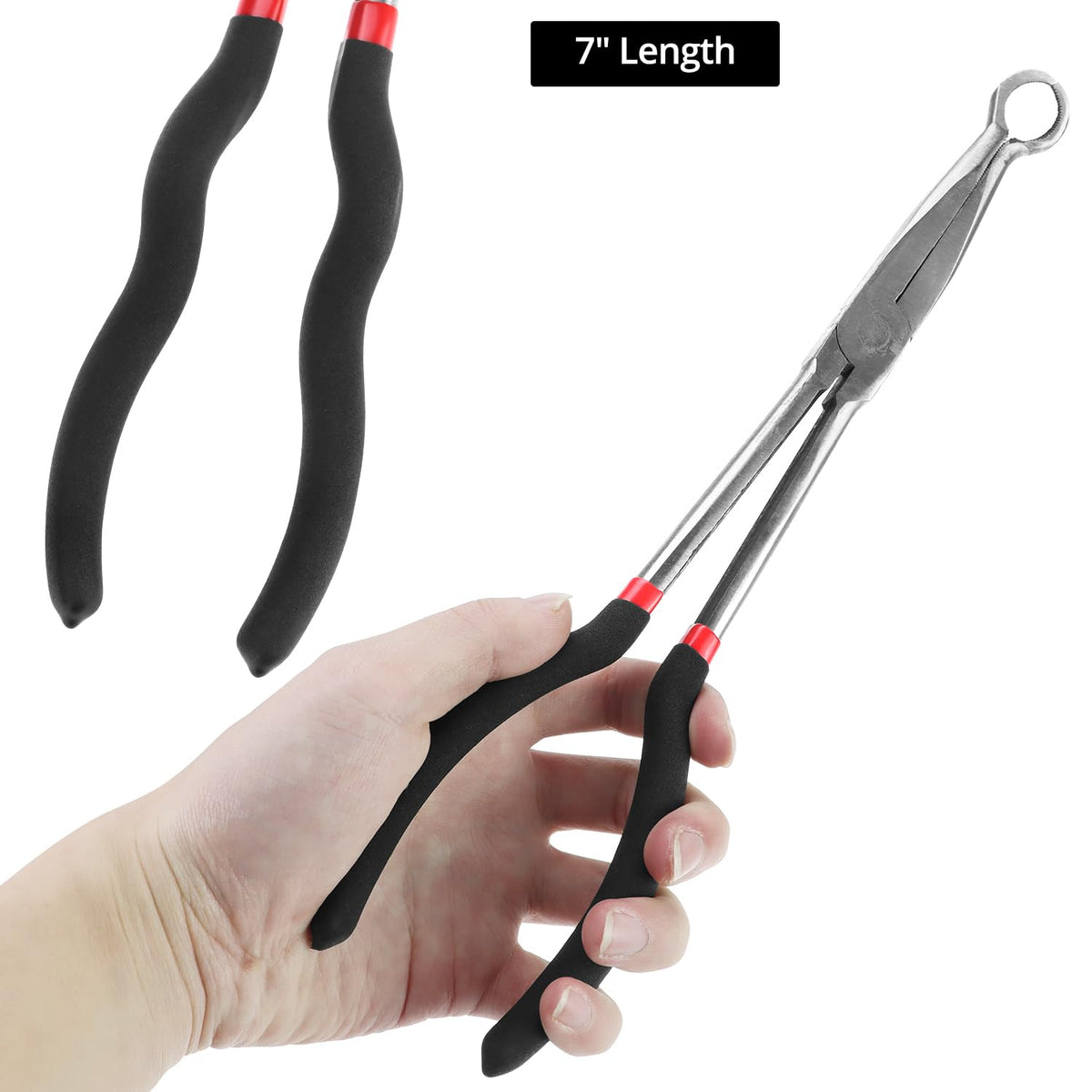 QWORK 16-inch plier reaching recessed spark plug for longer access