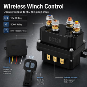 QWORK 500A relay close-up showing heavy-duty contacts and durable mount benefit