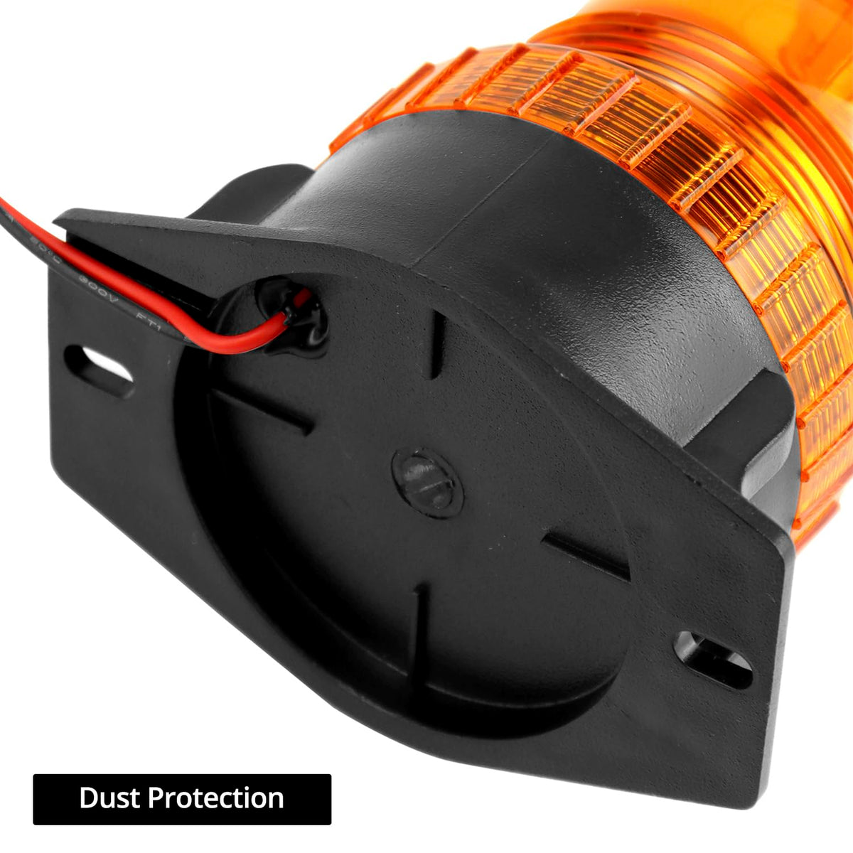 QWORK amber strobe with dust cover removed showing simple maintenance