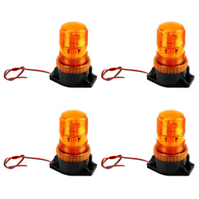 QWORK amber strobe next to ruler showing compact size and scale