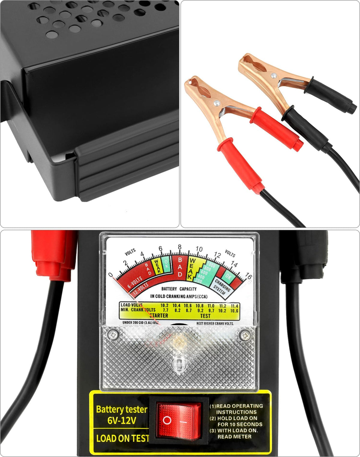 QWORK display detail showing voltage and load readings for clear results