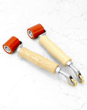 QWORK close-up of 6mm brass detail roller for precise edging and corrosion resistance