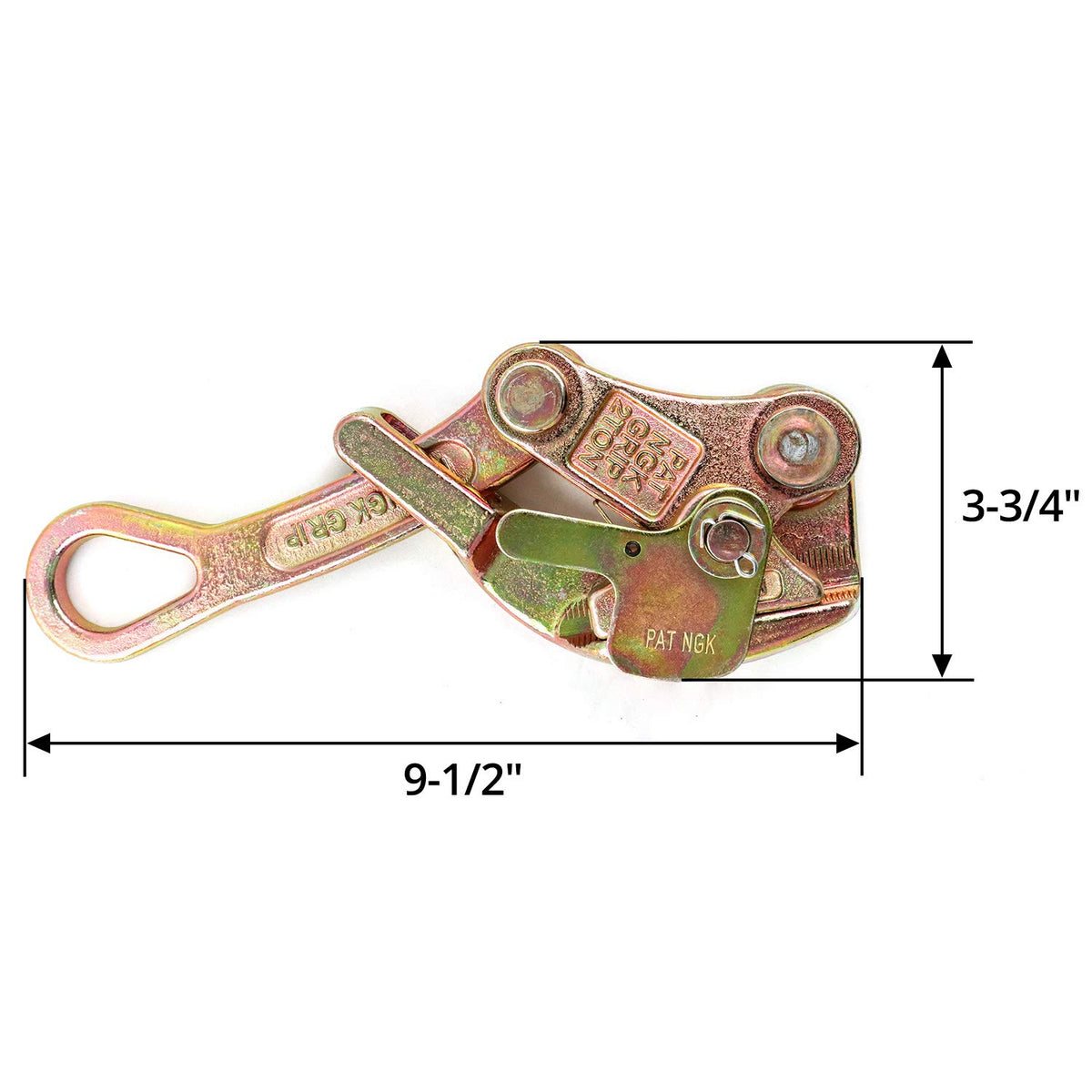 QWORK cable grip size scale with ruler showing fit range 5/32–7/8" benefit: quick sizing