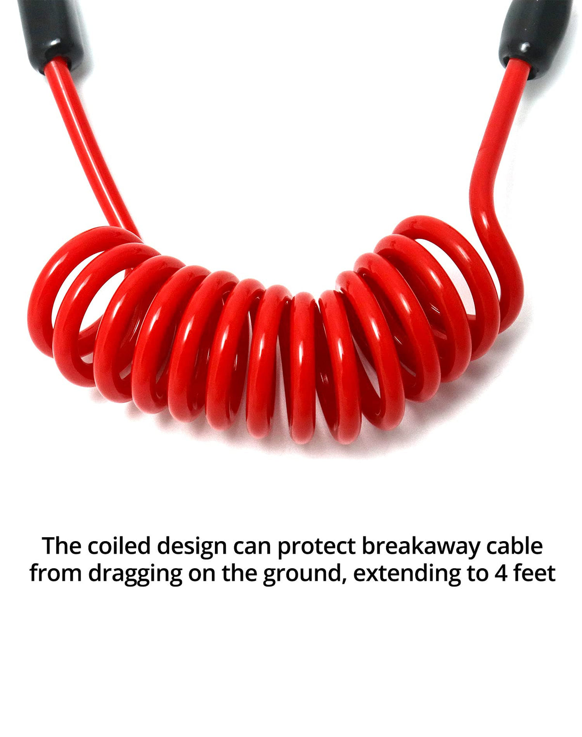 QWORK cable attached to trailer hitch demonstrating dependable emergency connection