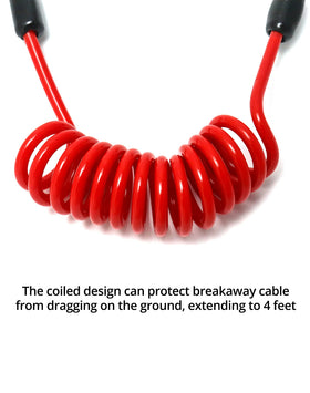 QWORK cable attached to trailer hitch demonstrating dependable emergency connection