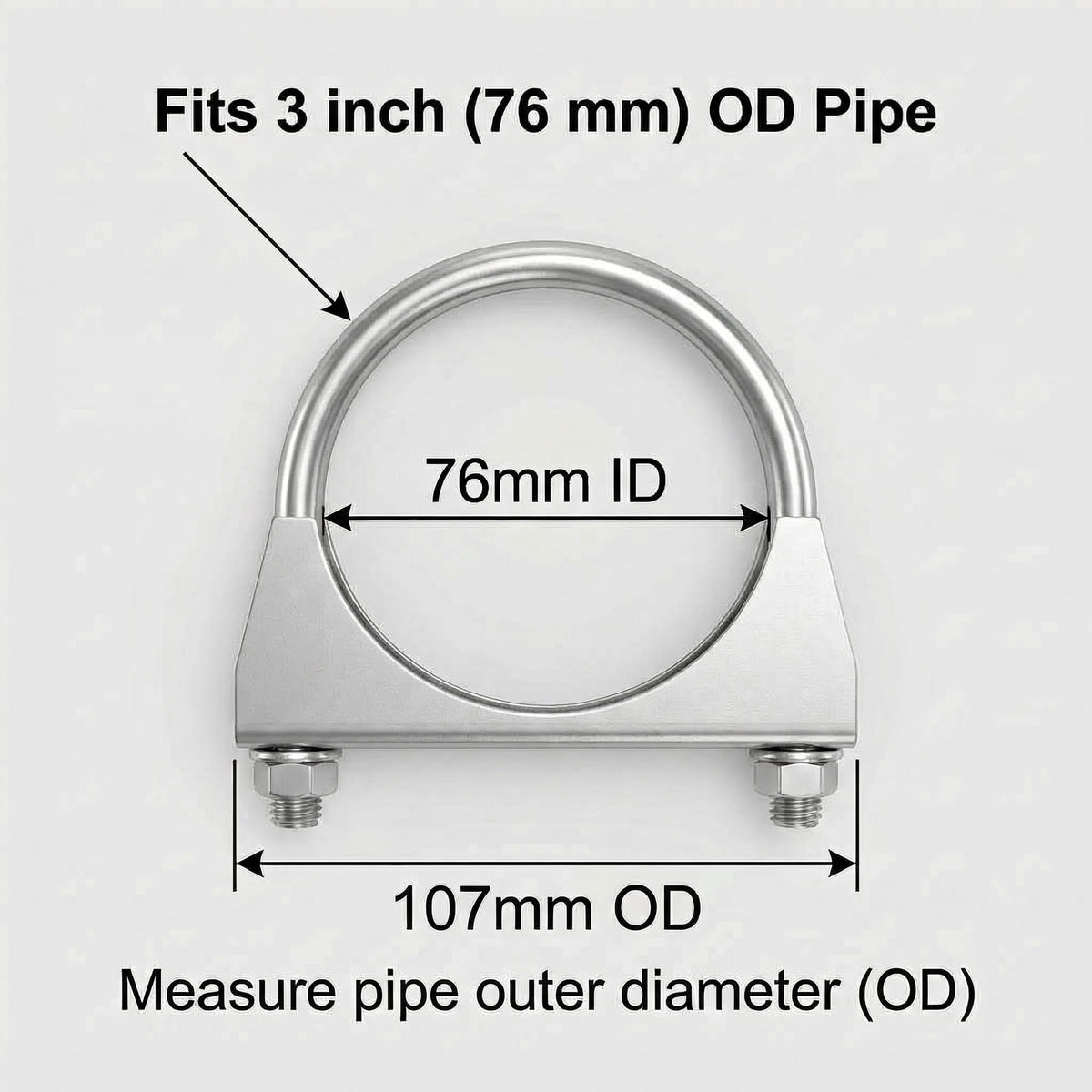 QWORK clamp beside ruler showing 3-inch fit for accurate size confirmation