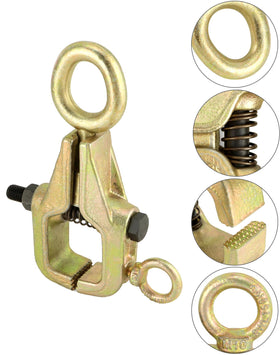 QWORK clamp next to ruler for scale showing portable size benefit