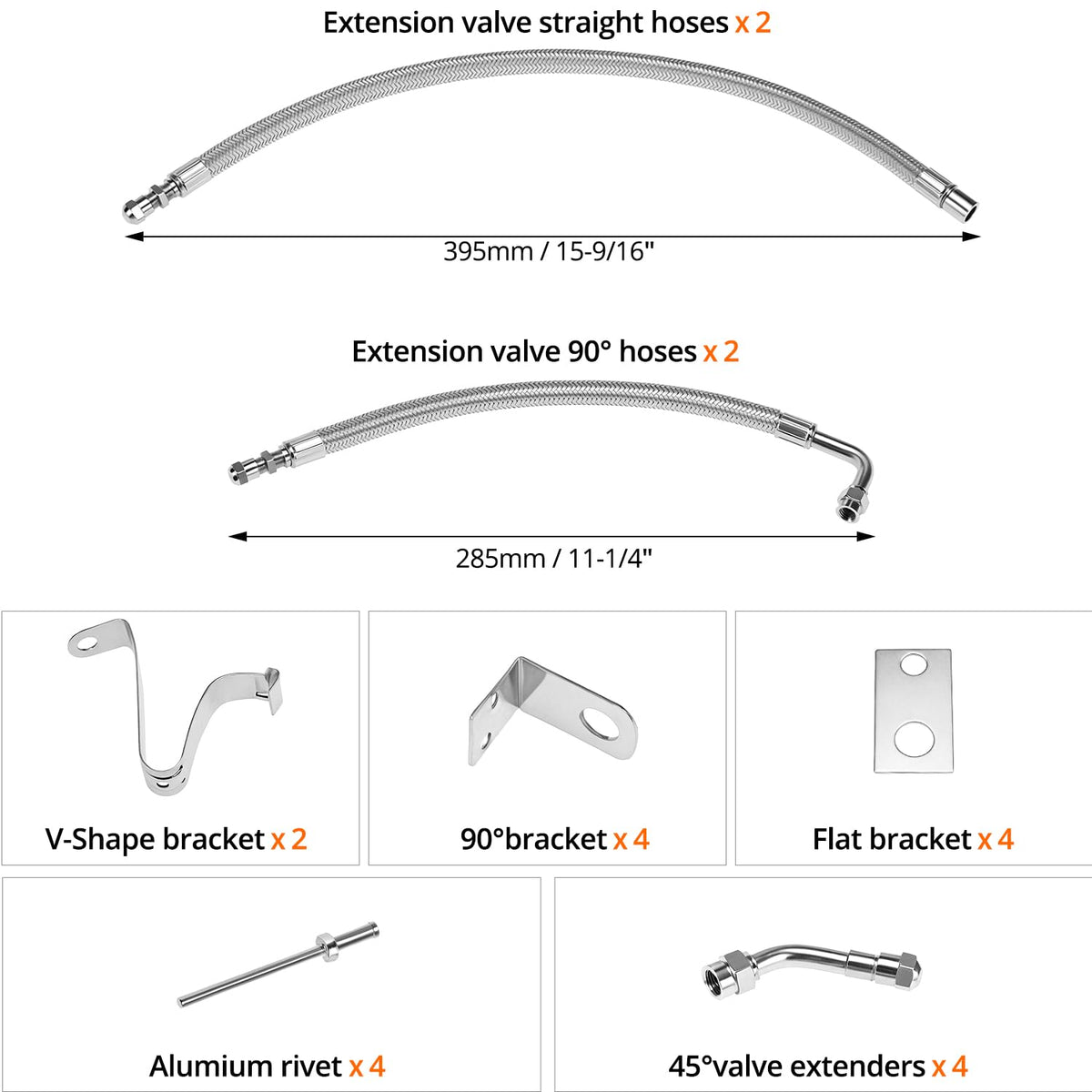 QWORK braided stainless steel hose close-up highlighting durable kink-resistant construction
