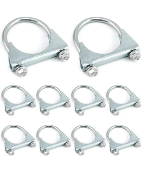 QWORK front view of ten 2.5-inch U-bolt clamps showing kit and benefit of spare parts