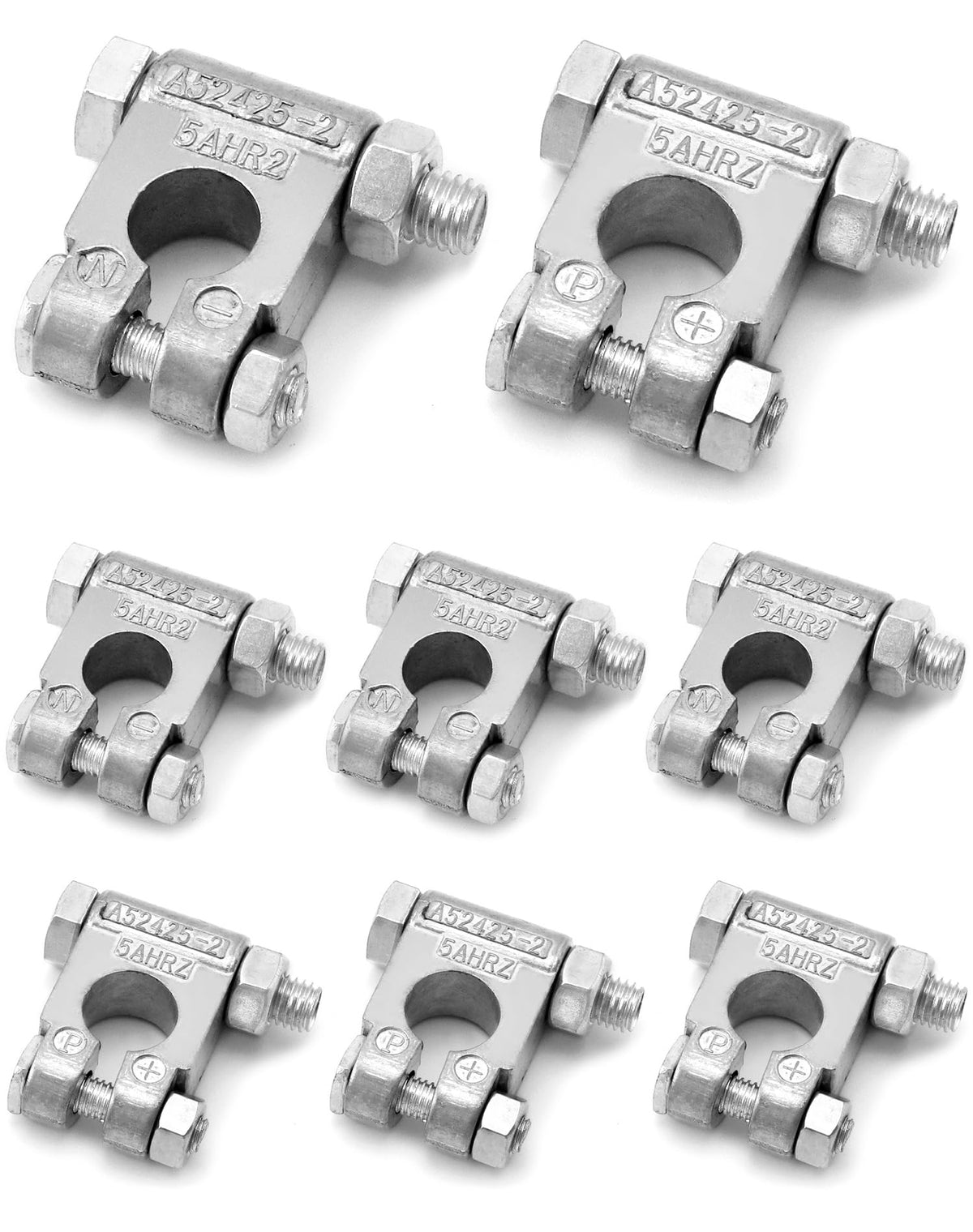 QWORK front packaging showing four pairs of top-post terminals and benefits