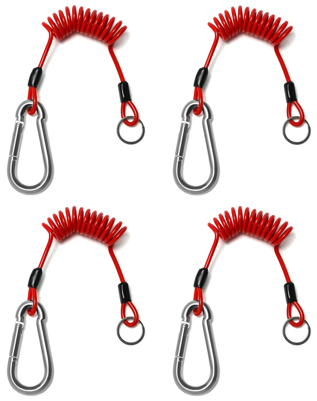 QWORK front packaging showing four cables and clip set for reliable towing safety