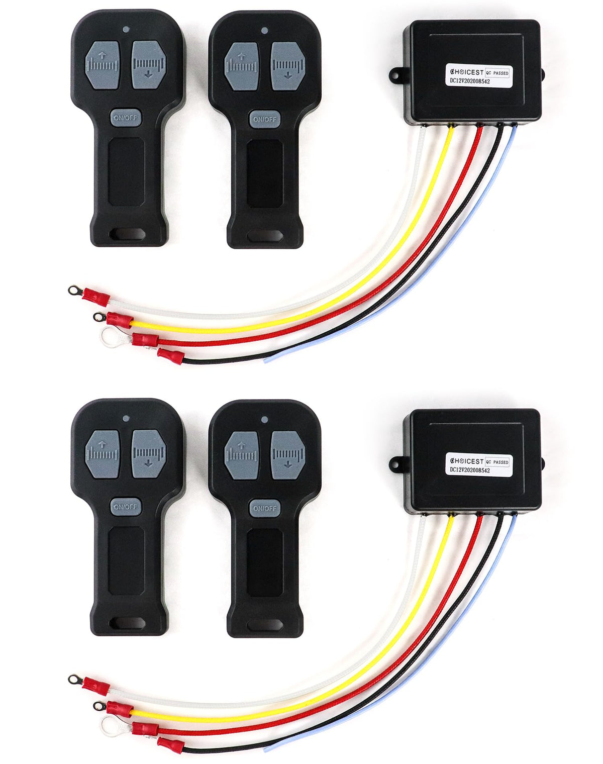 QWORK front view of kit packaging showing four transmitters and receiver for easy identification and purchase benefit