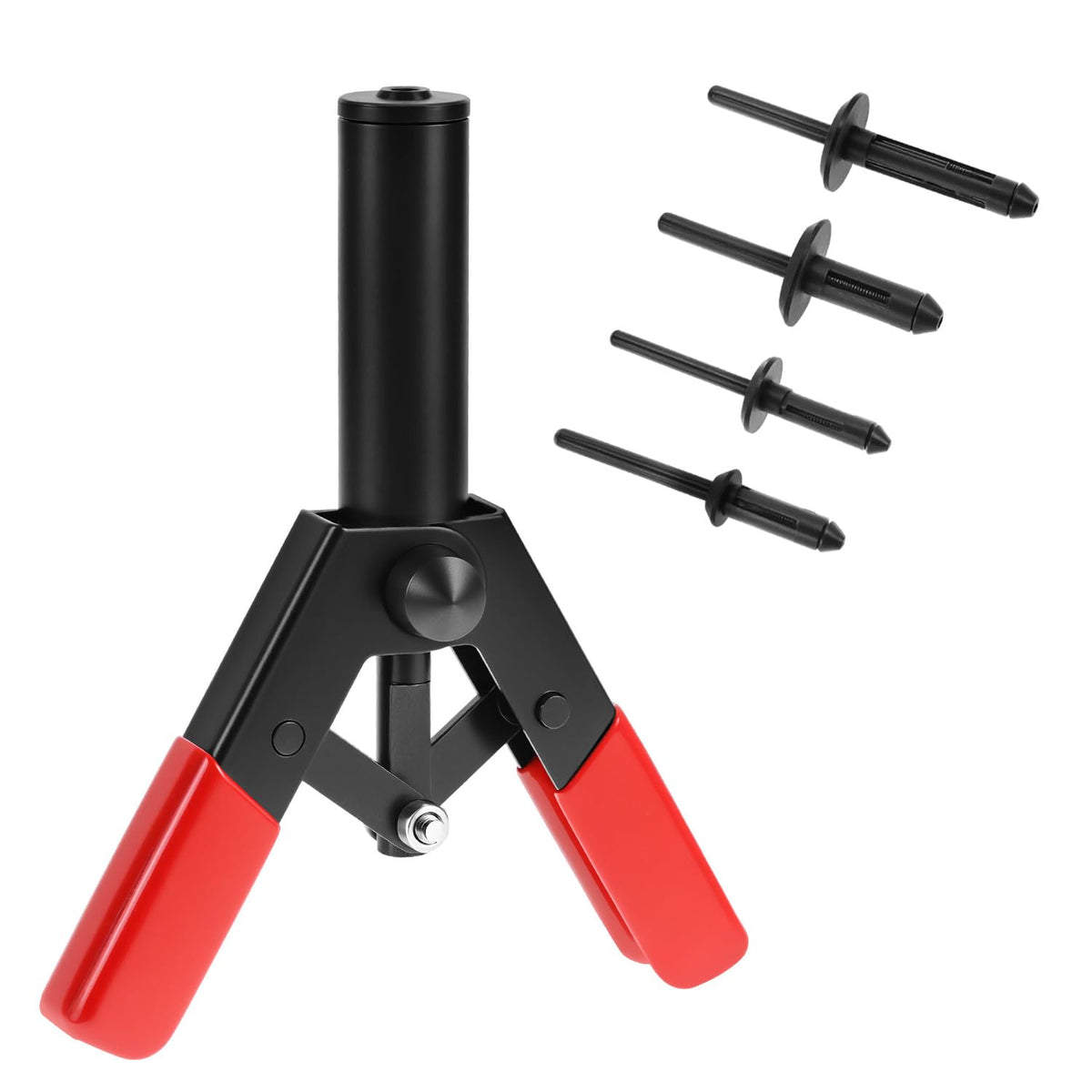 QWORK front view of rivet gun and rivets showing organized kit and quick access
