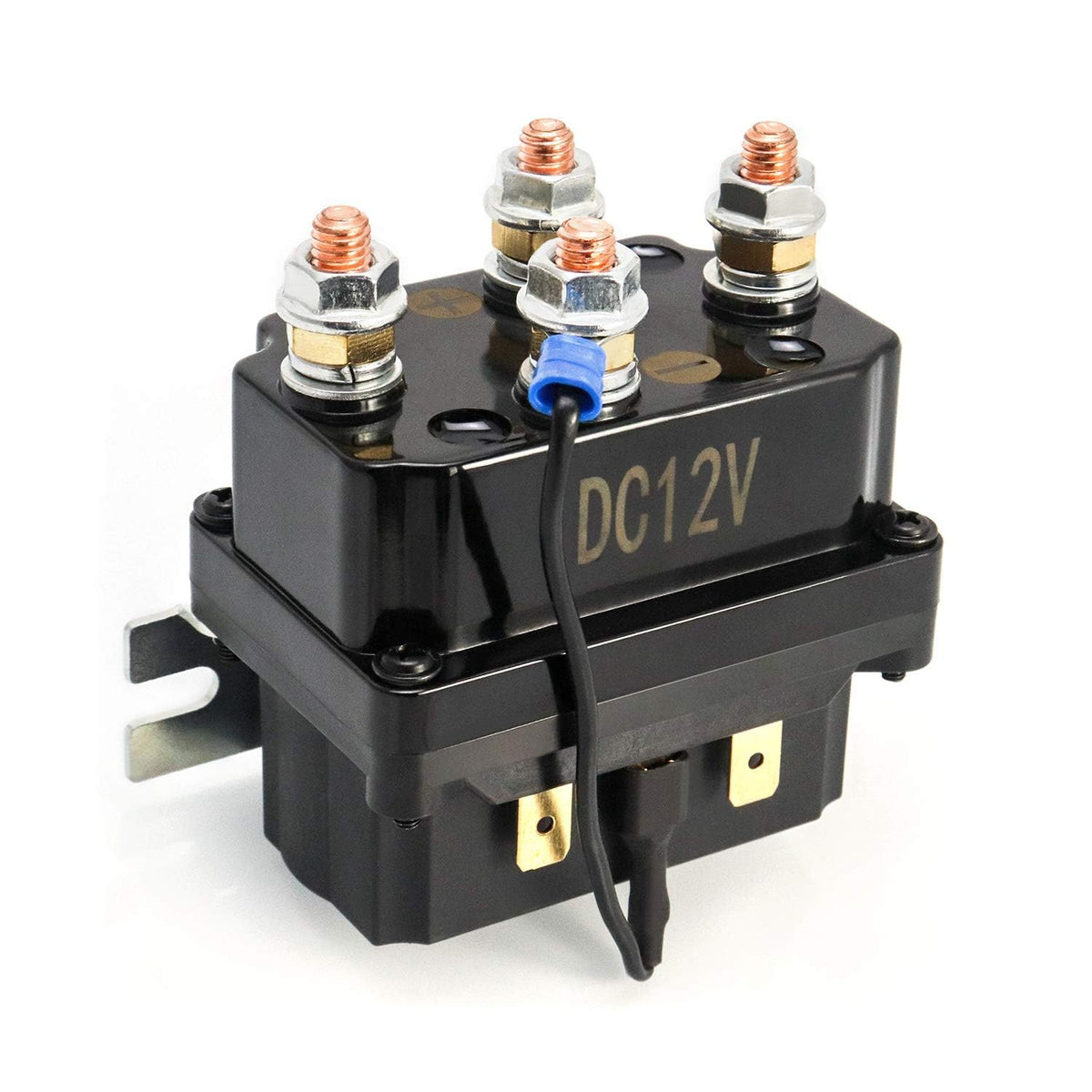 QWORK front view solenoid relay showing terminals and mounting points, reliable replacement