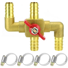QWORK front view showing brass valve body and four ports for clear identification and durability