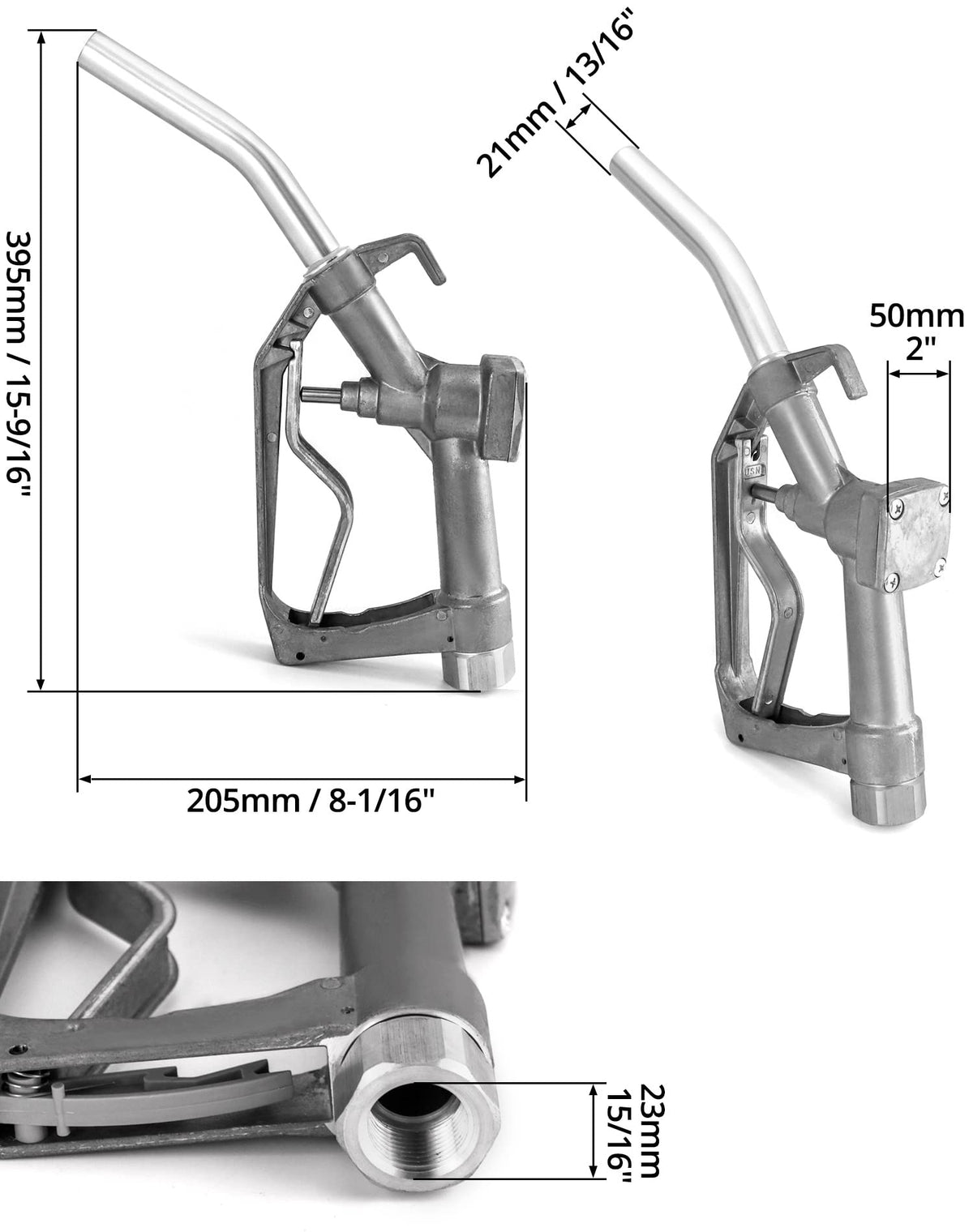 QWORK fuel nozzle swivel inlet close-up reducing hose twist and extending hose life