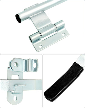 QWORK hinge hole spacing measurement showing 3 1/4 inch alignment benefit