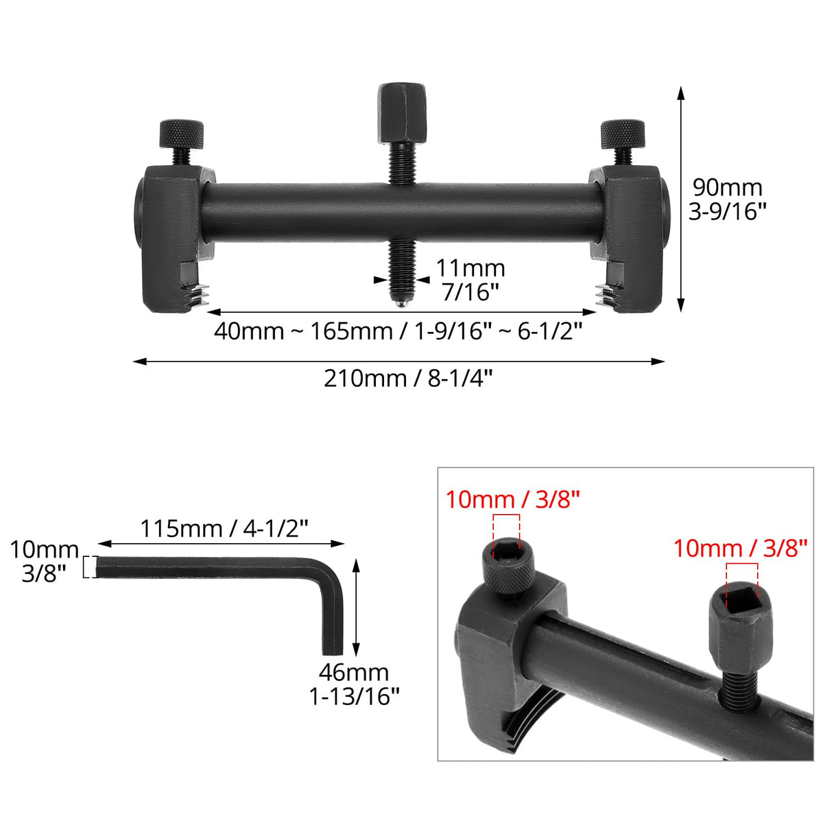 QWORK low-profile arm closeup illustrating clearance for tight engine bays