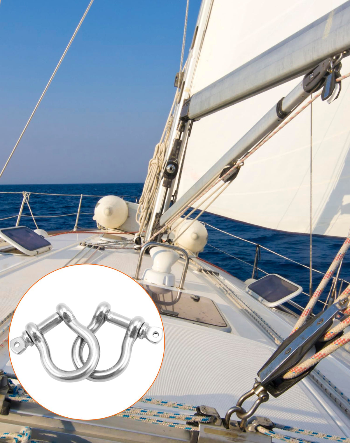 QWORK shackle connecting chain to anchor demonstrating secure tow and rigging use