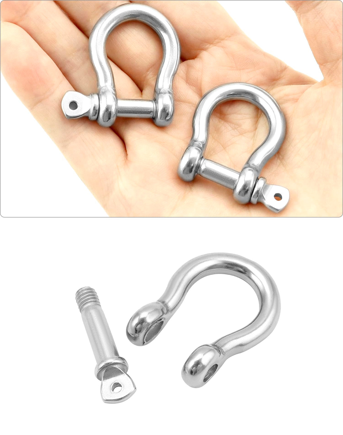 QWORK side profile of bow shackle illustrating D-shape for even load distribution