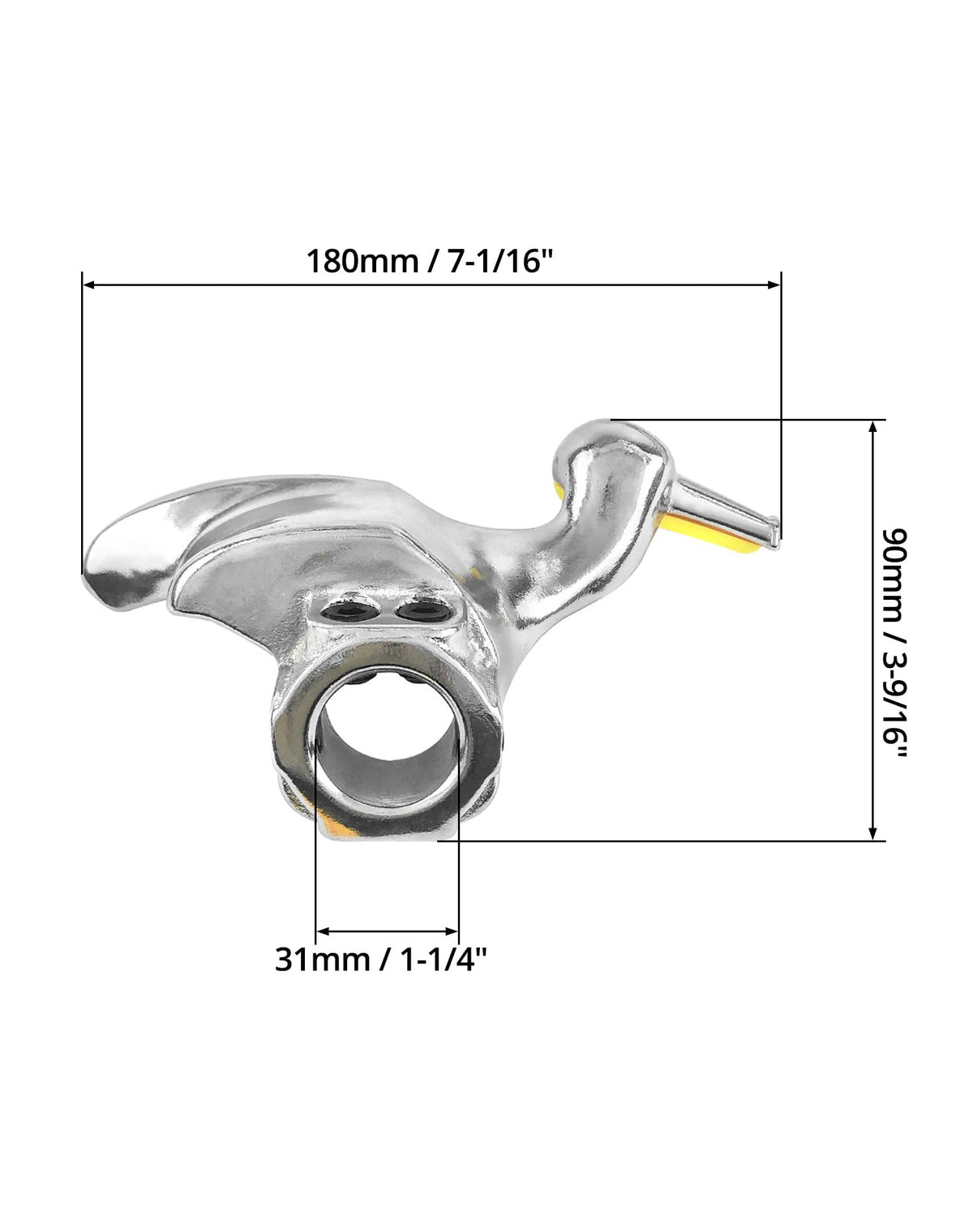 QWORK duck head next to ruler showing 30mm shank for fit verification