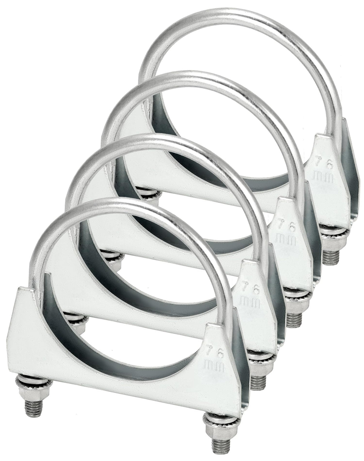 QWORK front view of 4-pack exhaust clamps showing contents and packaging benefit
