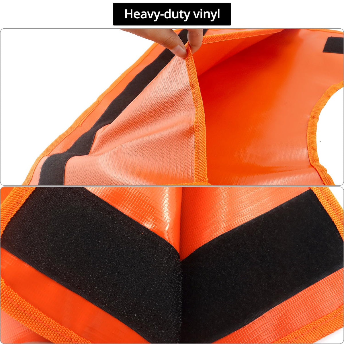 QWORK vinyl material close-up showing waterproof tear-resistant benefit