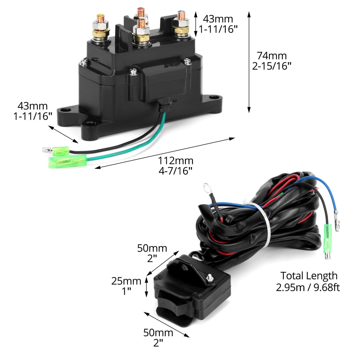 QWORK wiring connection detail illustrating correct black and green leads