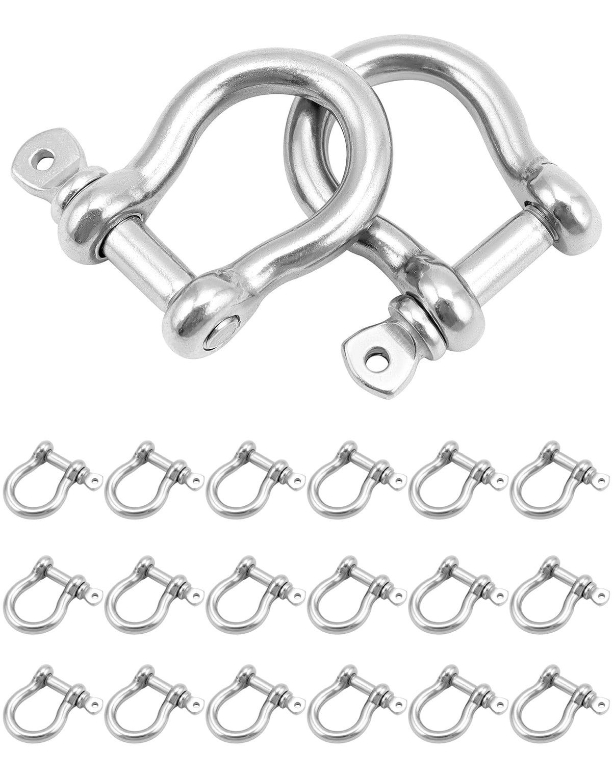 QWORK organized workshop storage showing all 20 shackles ready for job use