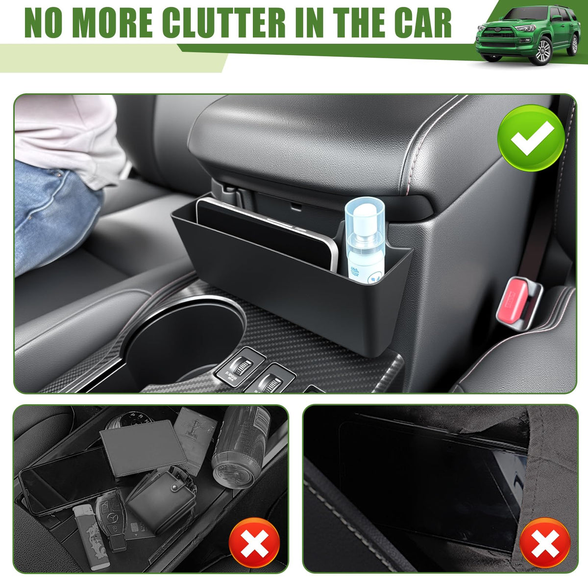 Qyebbk storage tray holding phone keys and sunglasses for easy access